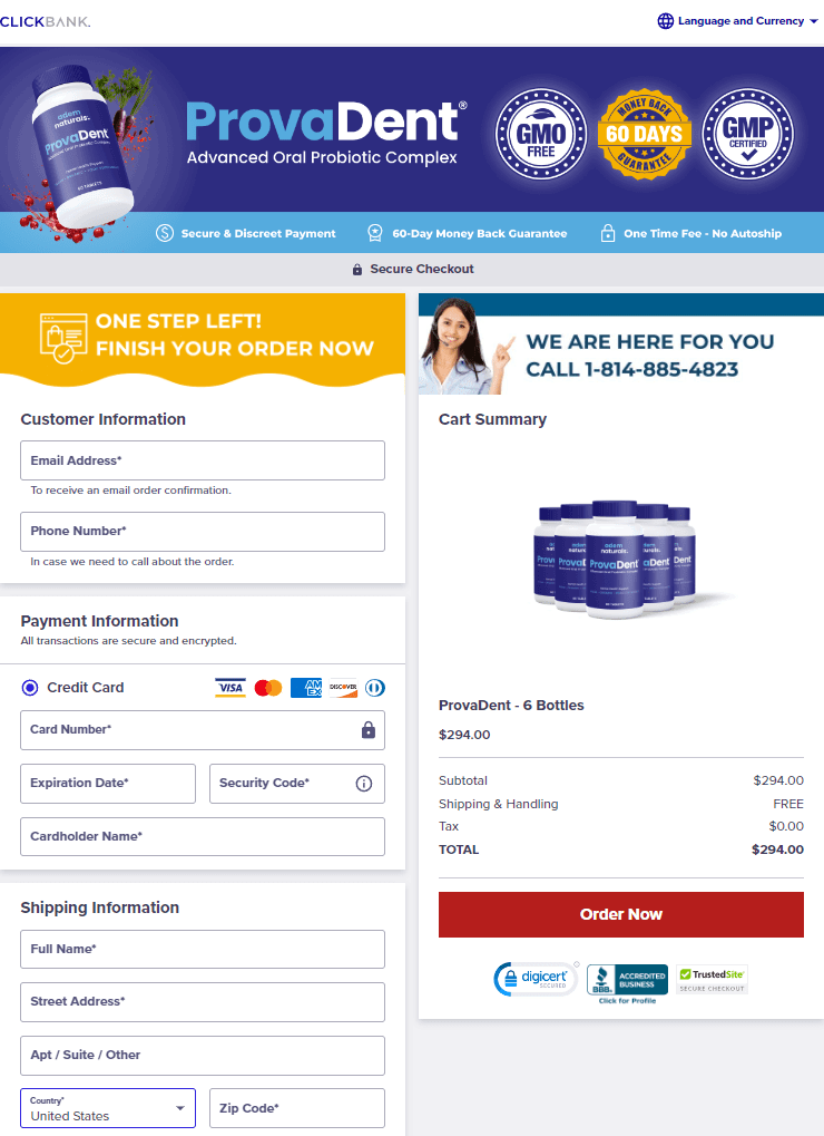 ProvaDent checkout page